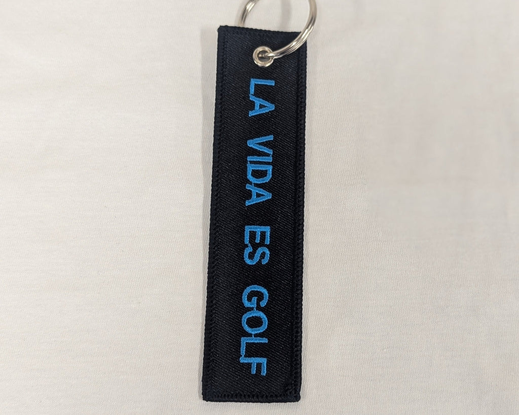 La Vida es Golf Keychain Blue
